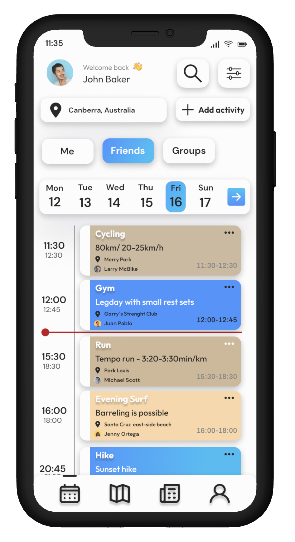 Calendar view of ForgoApp